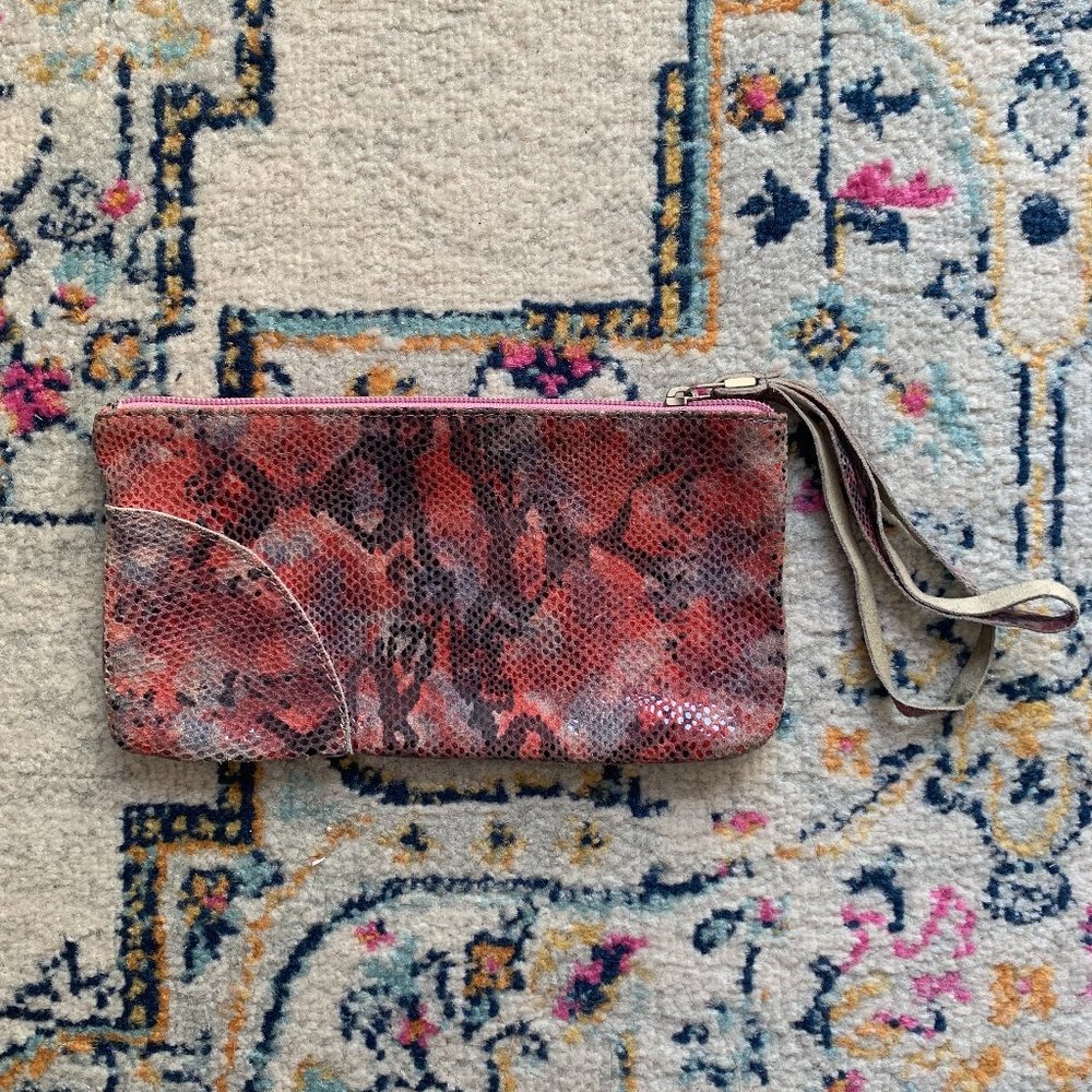 Cecconi P Genuine Leather Pink Snake Skin Clutch